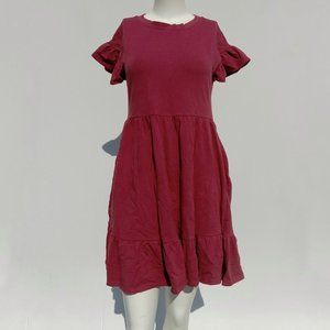 NEW NWT Lulu's Dress size S Small dusty rose pink ruffle sleeves Fit n Flare